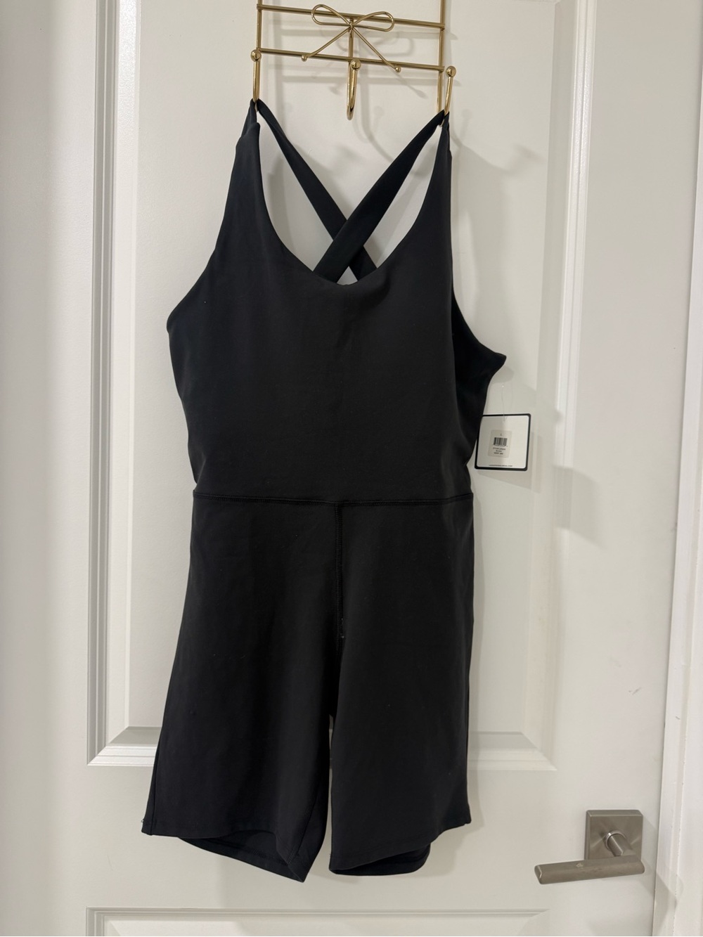 Laundry By Shelli Segal Black Athletic Romper with Crisscross Back
